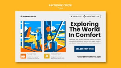 Free PSD | Flat design travel facebook cover template