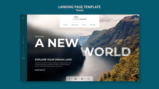 Free PSD | Flat design travel template of landing page