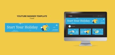 Free PSD | Flat design travel youtube channel art template