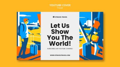 Free PSD | Flat design travel youtube cover template