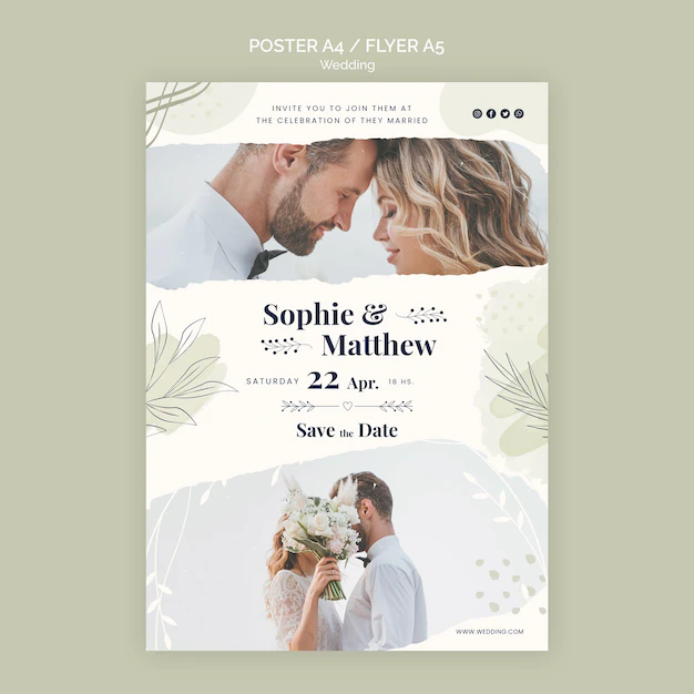 Free PSD | Flat design wedding template