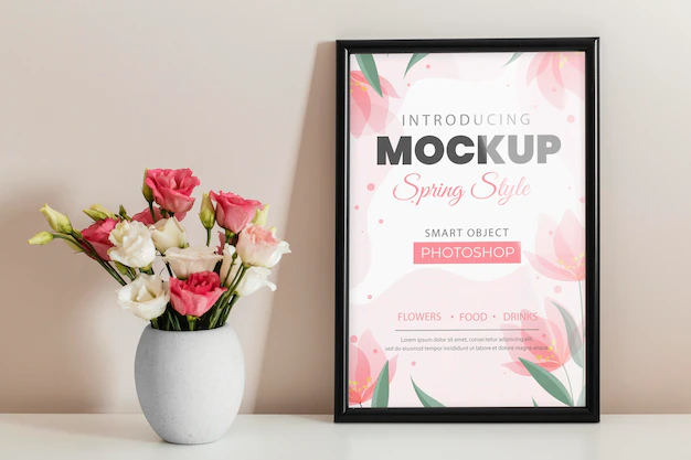 Free PSD | Floral arrangement with mock-up frame