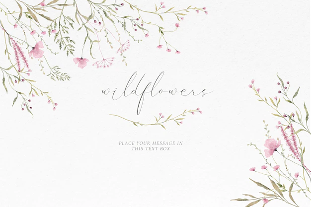 Free PSD | Floral background with watercolor flowers and leaves