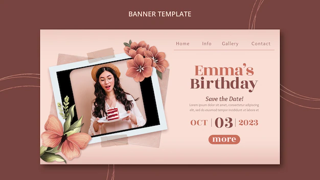 Free PSD | Floral landing page template for birthday celebration