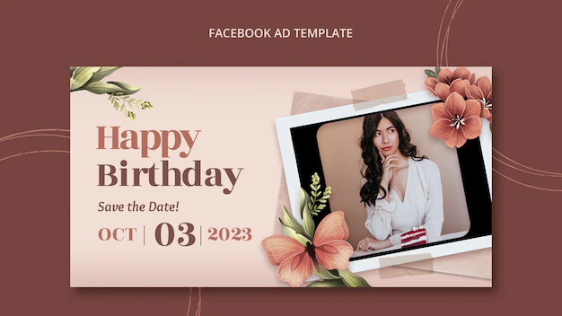 Free PSD | Floral social media promo template for birthday celebration