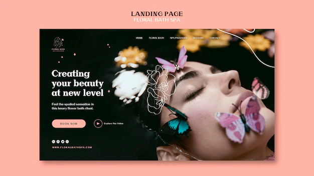 Free PSD | Floral spa landing page template