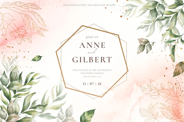Free PSD | Floral wedding invitation template with soft flowers