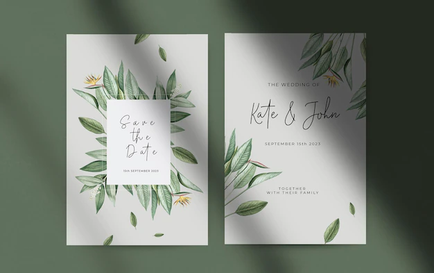 Free PSD | Floral wedding invitation template