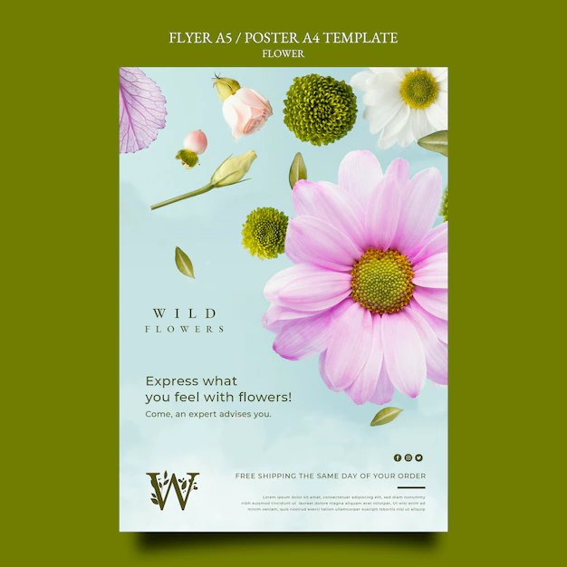 Free PSD | Flower store flyer template