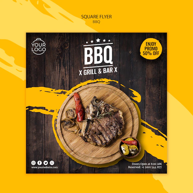 Free PSD | Flyer template with bbq theme