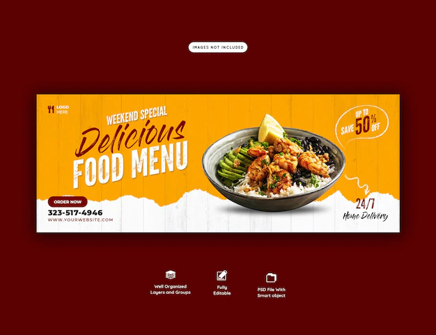 Free PSD | Food menu and restaurant facebook cover template