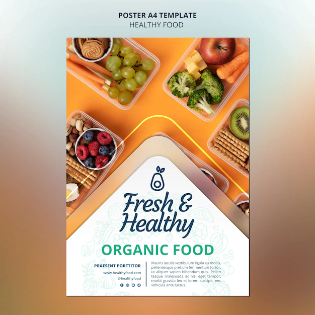 Free PSD | Fresh and healthy food poster template