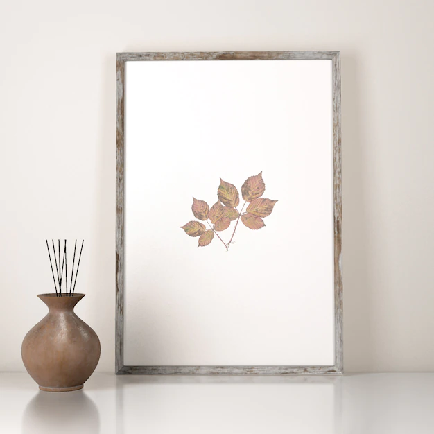 Free PSD | Front view of frame decoration with vase