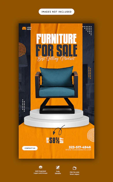 Free PSD | Furniture sale instagram and facebook story template