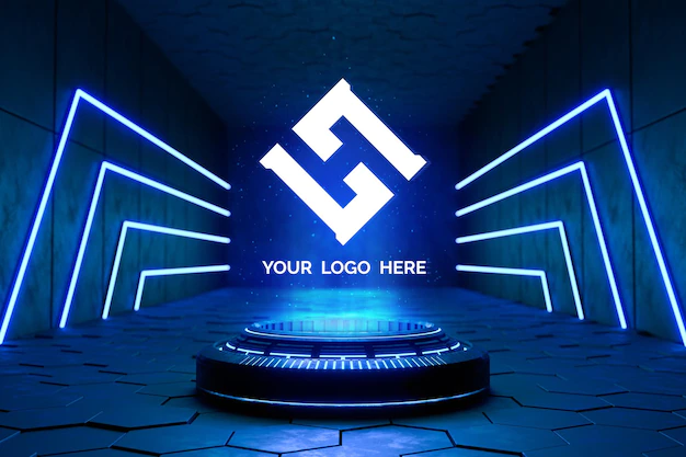 Free PSD | Futuristic pedestal for logo mockup