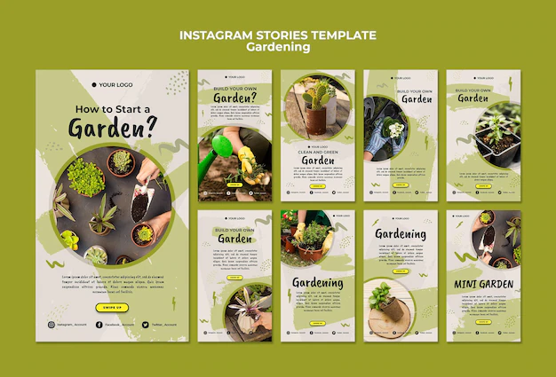 Free PSD | Gardening instagram stories template