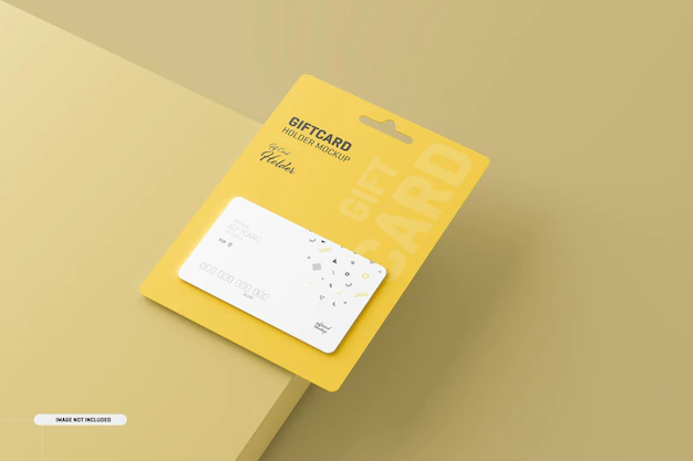 Free PSD | Gift card with card holder mockup
