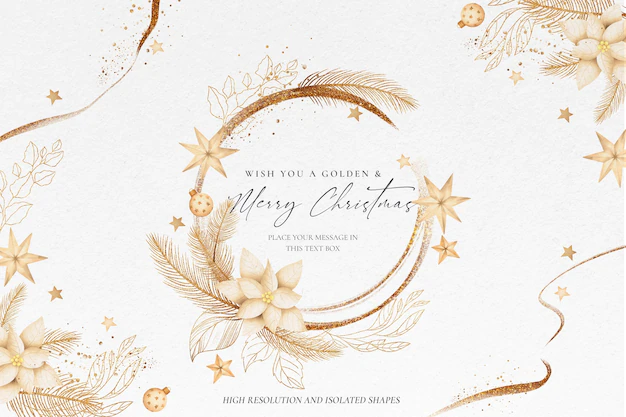 Free PSD | Golden christmas background with beautiful ornaments