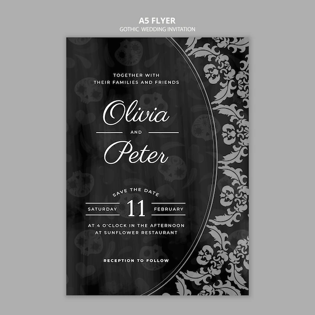 Free PSD | Gothic wedding invitation template