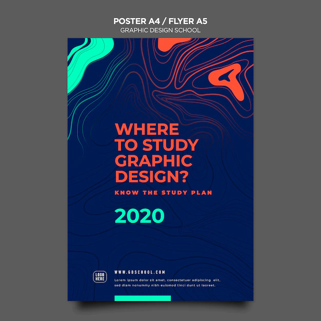 Free PSD | Graphic design school poster template