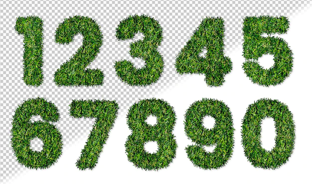 Free PSD | Grass numbers set