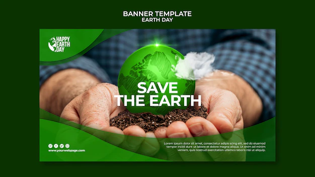 Free PSD | Happy earth day horizontal banner template