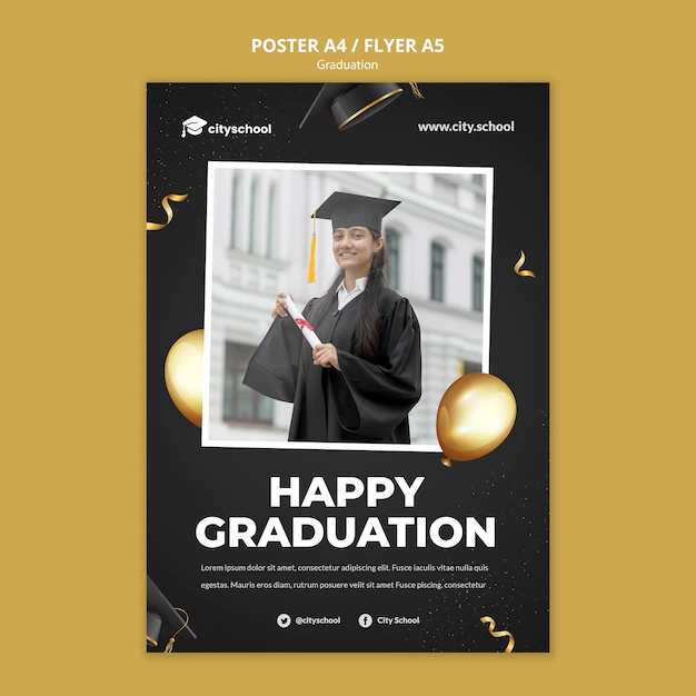 Free PSD | Happy graduation poster template