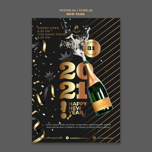Free PSD | Happy new year flyer template