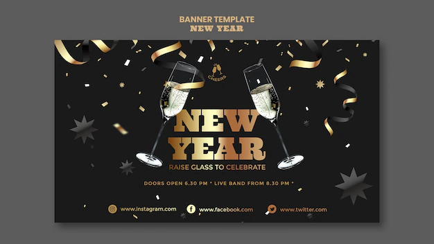 Free PSD | Happy new year party banner template