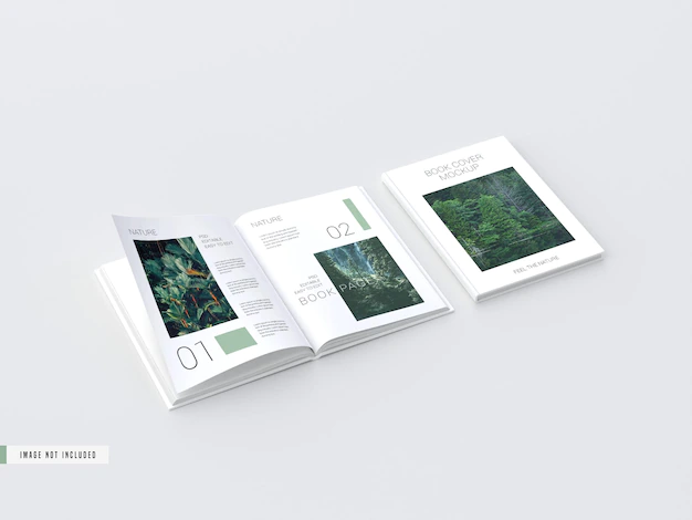 Free PSD | Hardcover open view book inside pages mockup