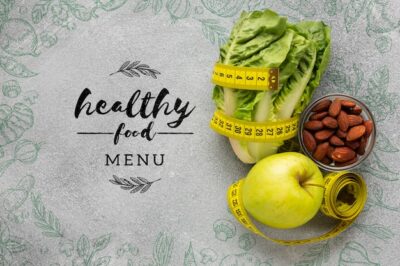 Free PSD | Healthy food menu text with veggies