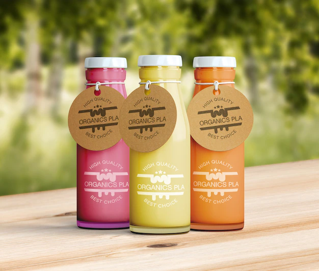 Free PSD | Healthy smoothies on wooden table mock-up