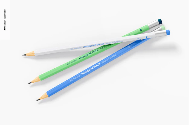 Free PSD | Hexagonal pencils mockup