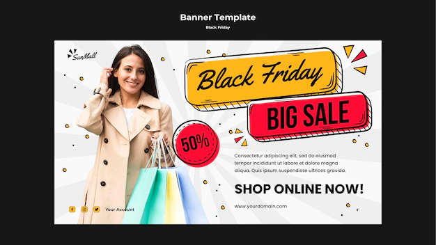 Free PSD | Horizontal banner for black friday sale