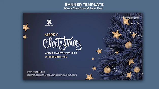 Free PSD | Horizontal banner for christmas and new year