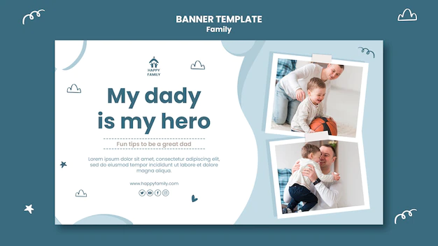 Free PSD | Horizontal banner for family with parents and newborn