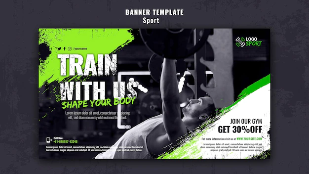 Free PSD | Horizontal banner template for exercise and gym training