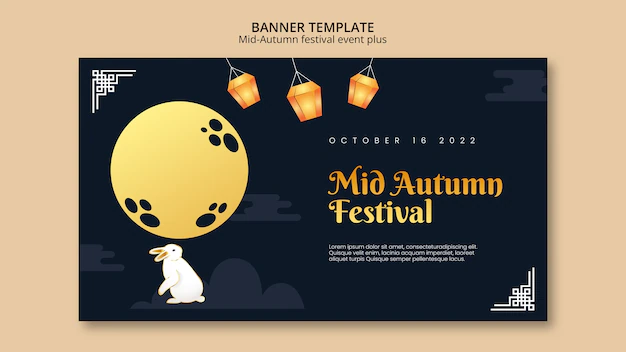 Free PSD | Horizontal banner template for mid-autumn festival