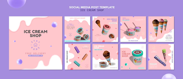 Free PSD | Ice cream shop social media post