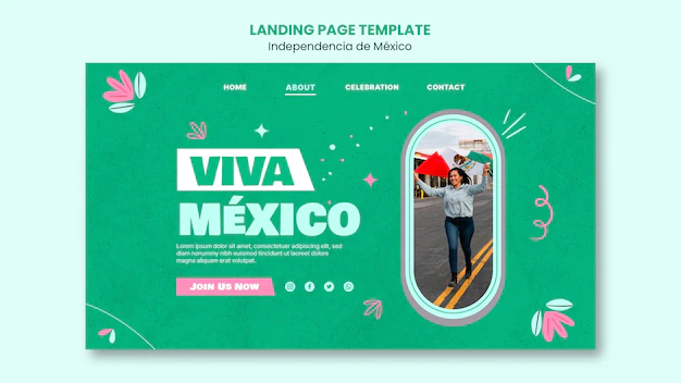 Free PSD | Independencia de mexico landing page template design