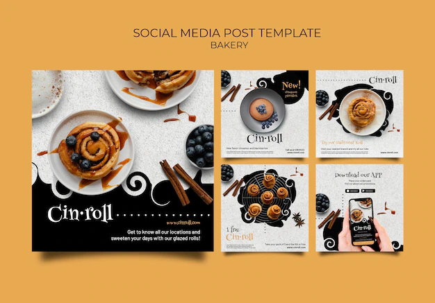 Free PSD | Instagram post collection for bakery shop