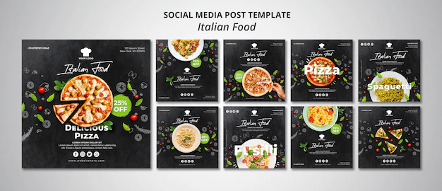 Free PSD | Instagram post collection for traditional italian food restaurant
