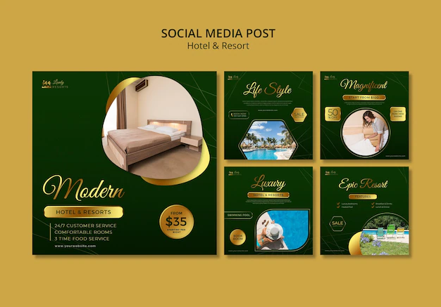 Free PSD | Instagram posts collection for hotel and resort