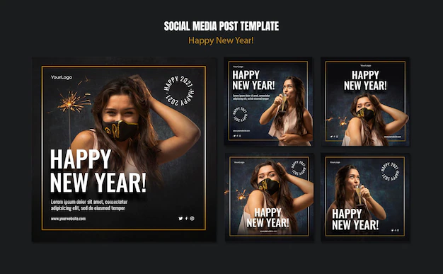 Free PSD | Instagram posts collection for new year celebration