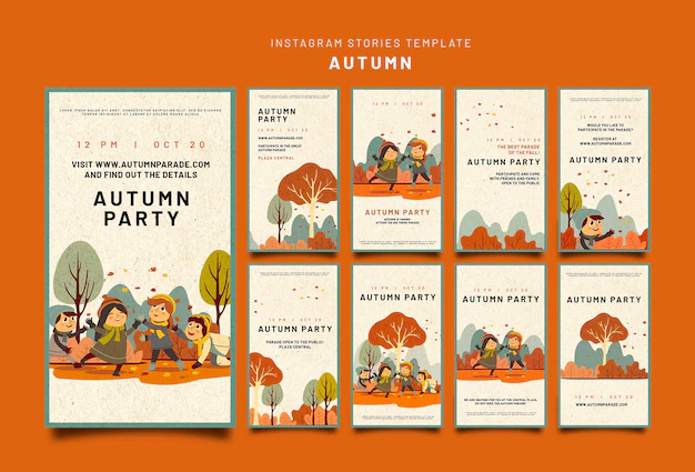 Free PSD | Instagram stories collection for autumn celebration