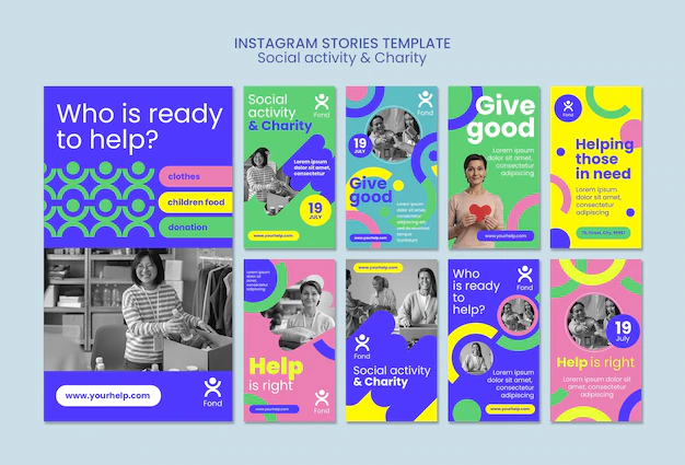 Free PSD | Instagram stories collection for charity and philanthropy