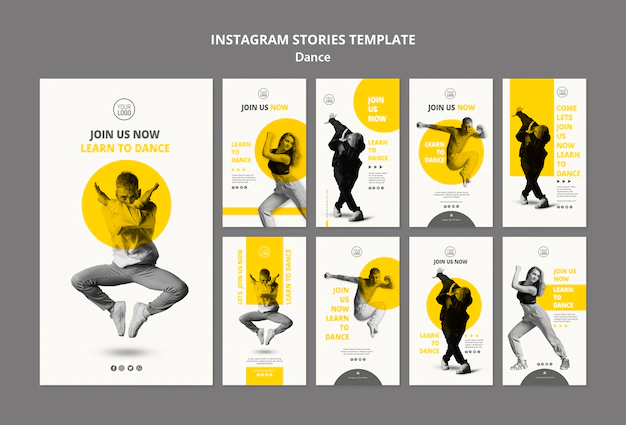 Free PSD | Instagram stories collection for dance lessons