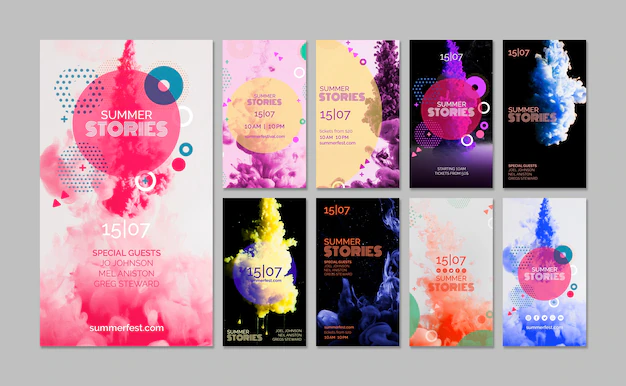 Free PSD | Instagram stories collection for summer festival