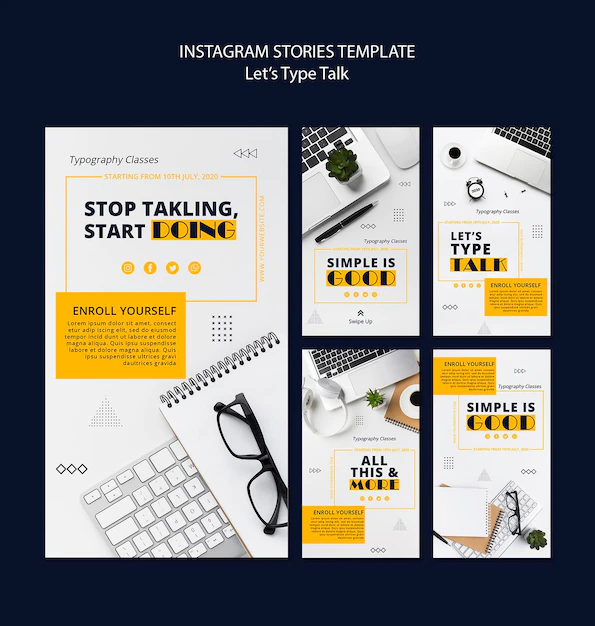 Free PSD | Instagram stories collection for work productivity