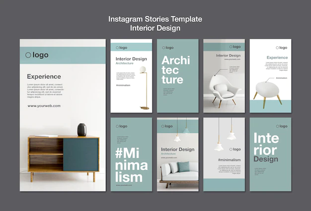 Free PSD | Interior design instagram stories template